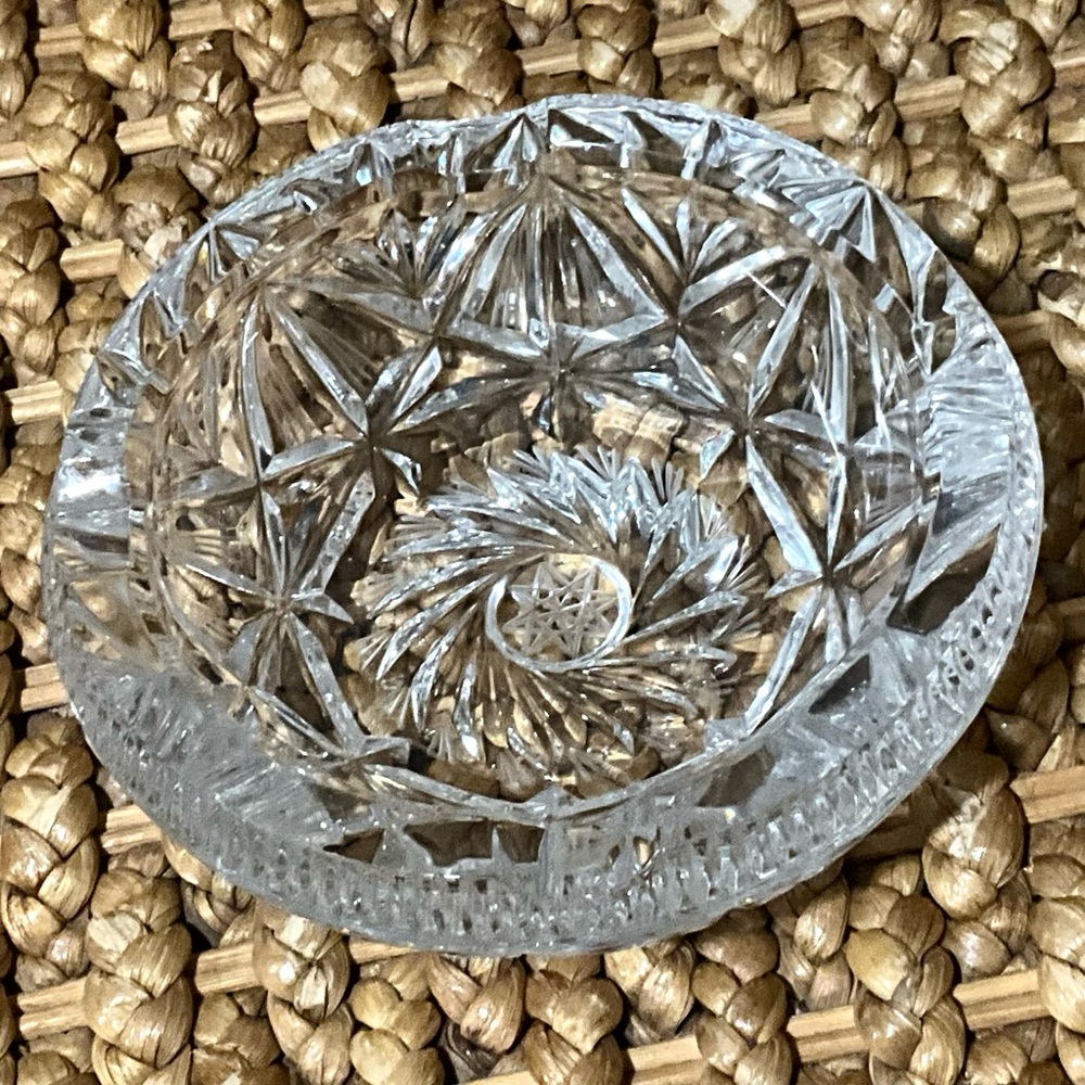Vintage American Brilliant Crystal Cut Glass Star Ashtray